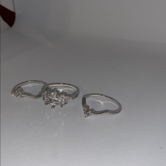 3 pc Wedding Set (or whatever u like) CZ ring sz 9 - Picture 3 of 3